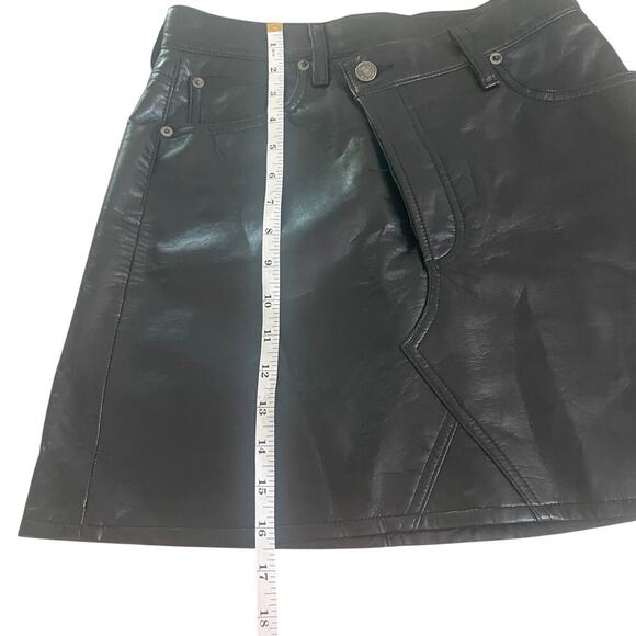 AGOLDE Black Criss Cross Recycled Leather Mini Skirt in Detox - Size 25/XS - Picture 9 of 16